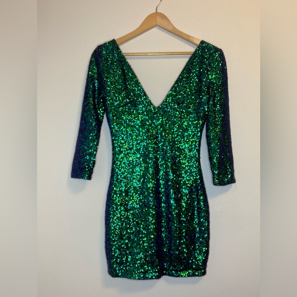 Green Sequin Mini Dress
